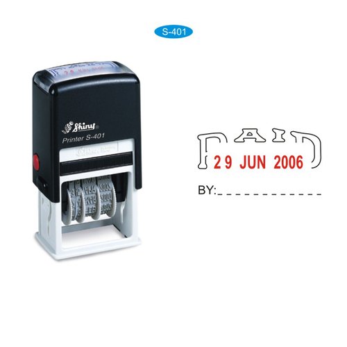 SHINY Self Inking Rubber Stamp PAID with Date